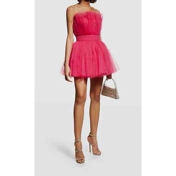 New! Bronx And Banco Anna Tulle Mini Dress Pink 45618 - Picture 4 of 12